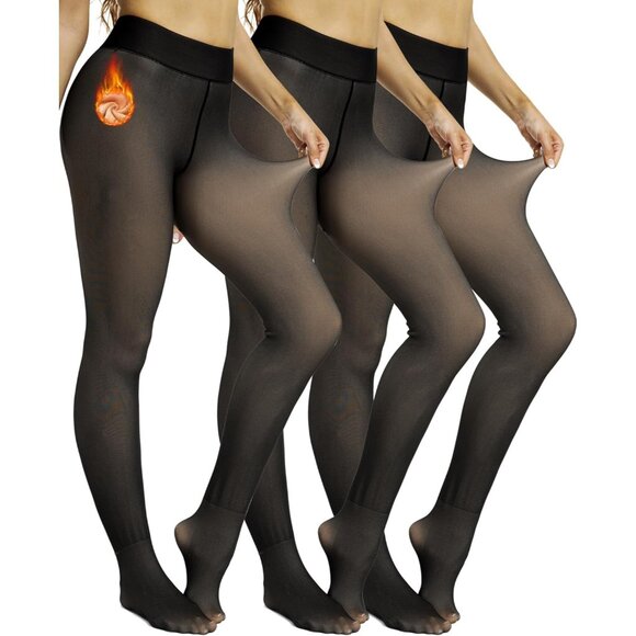 Winter Warm Fleece 3 Pcs Leggings Women Thick Thermal Velvet Tights Cozy Wear - Picture 1 of 5